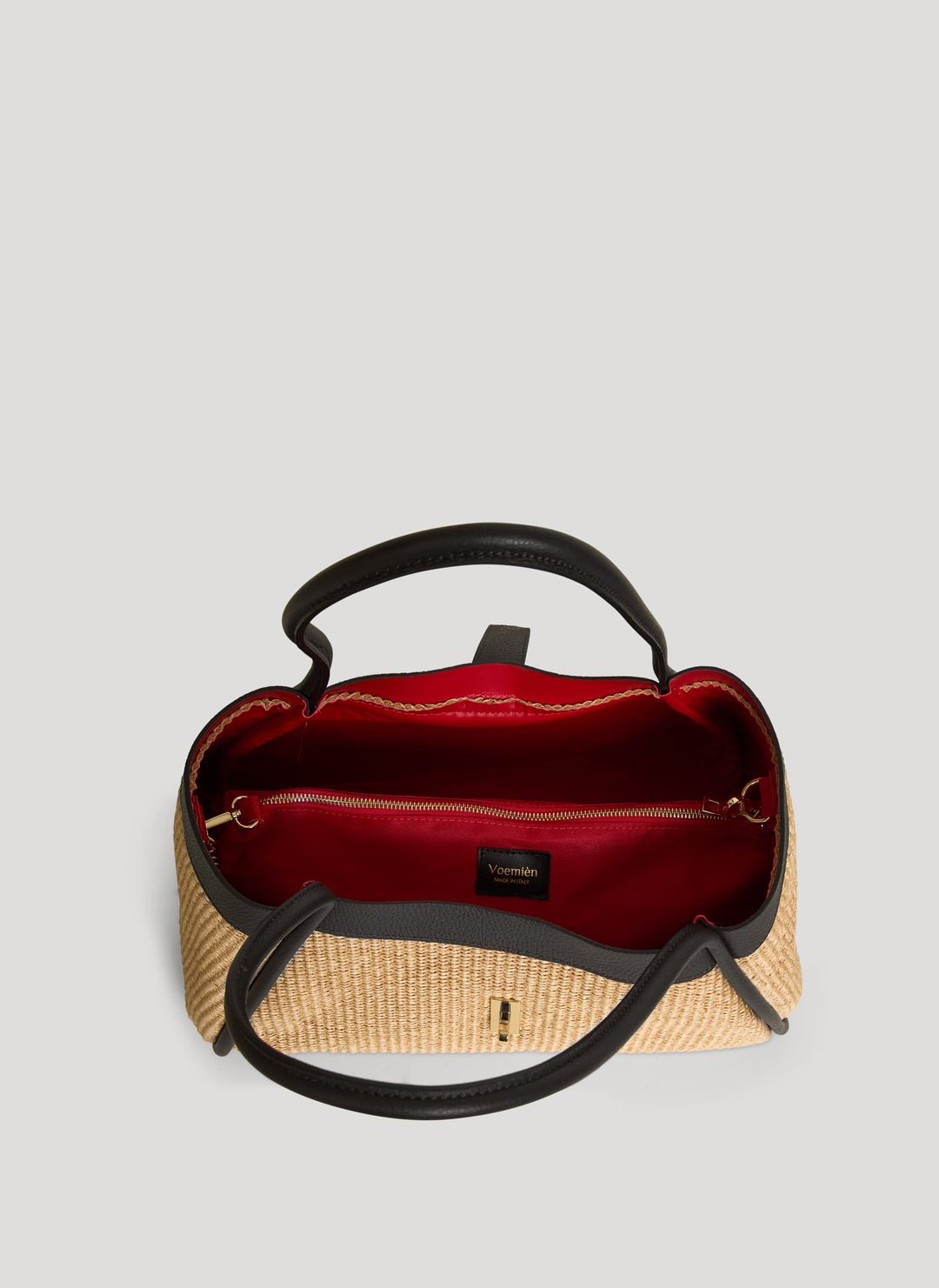 Sac Mayfair en cuir et Rafia Noir