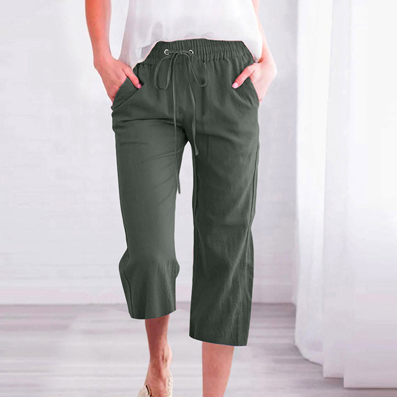 【Coton Et Lin】Pantalons Décontractés Unis