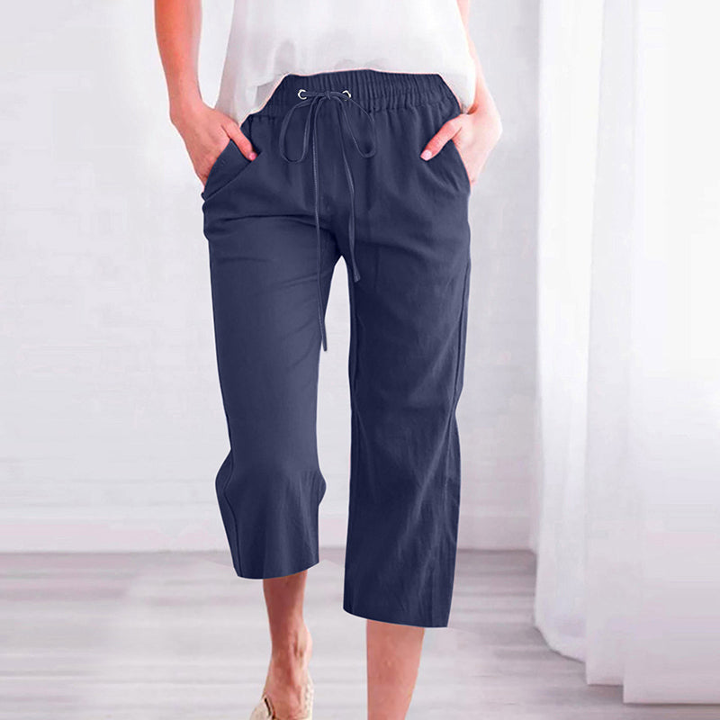【Coton Et Lin】Pantalons Décontractés Unis