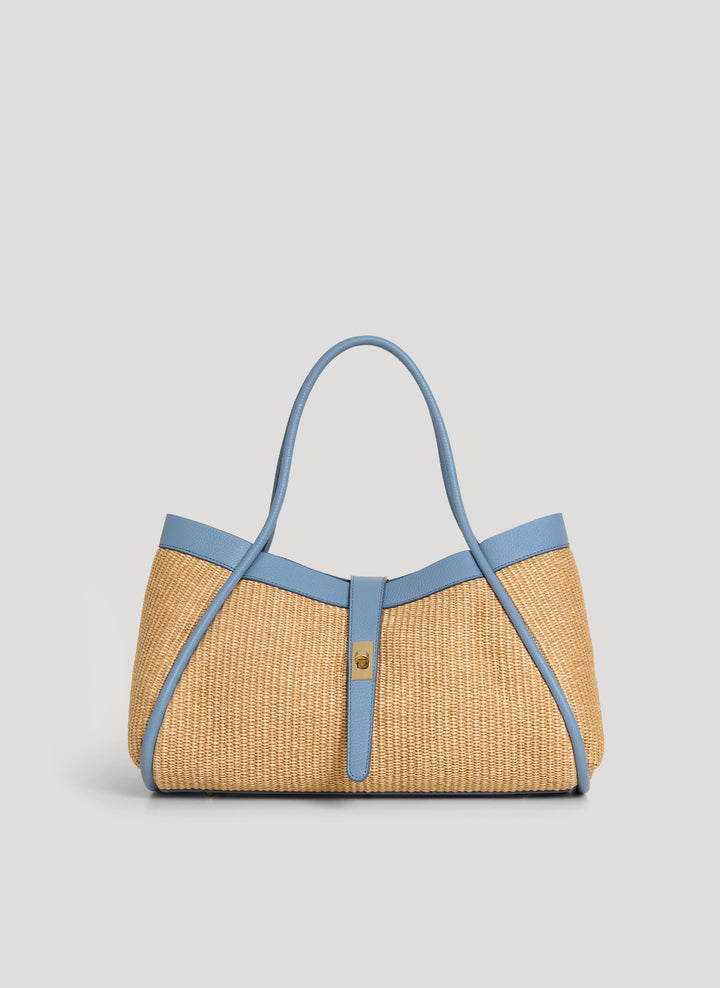 Sac Mayfair en cuir et Rafia Denim