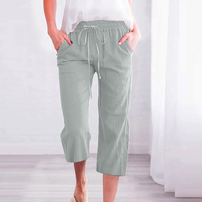 【Coton Et Lin】Pantalons Décontractés Unis