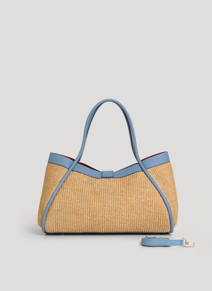 Sac Mayfair en cuir et Rafia Denim