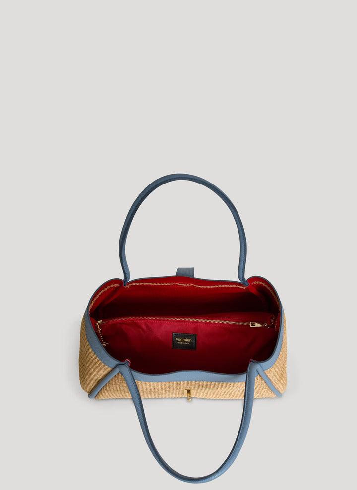 Sac Mayfair en cuir et Rafia Denim