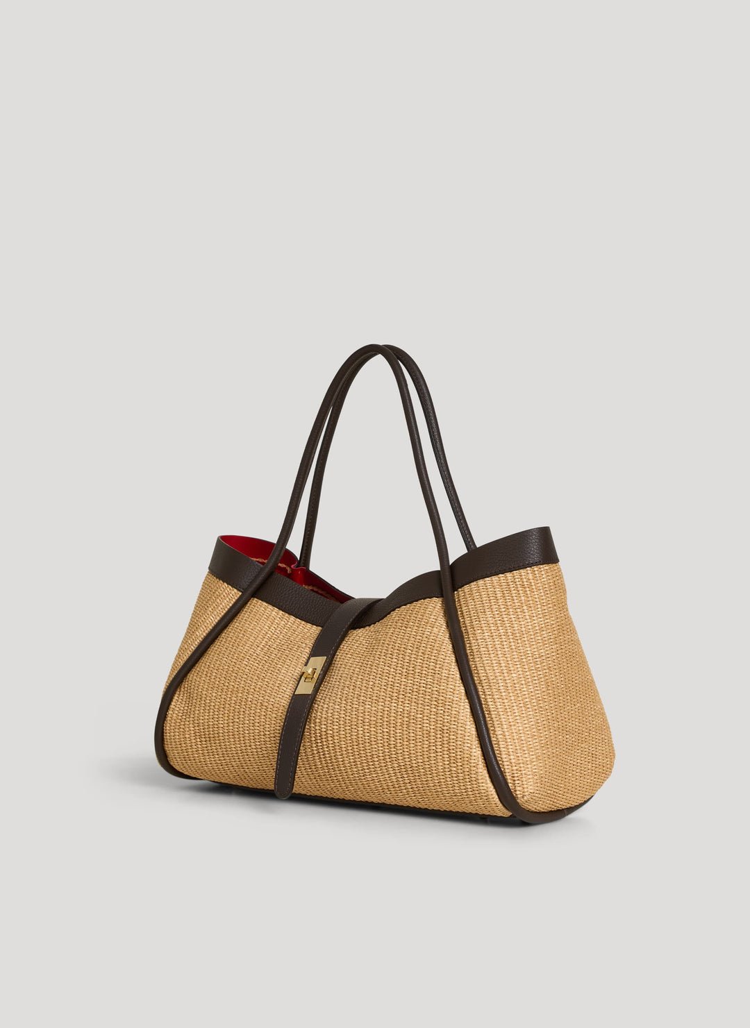Sac Mayfair en cuir et Rafia Marron