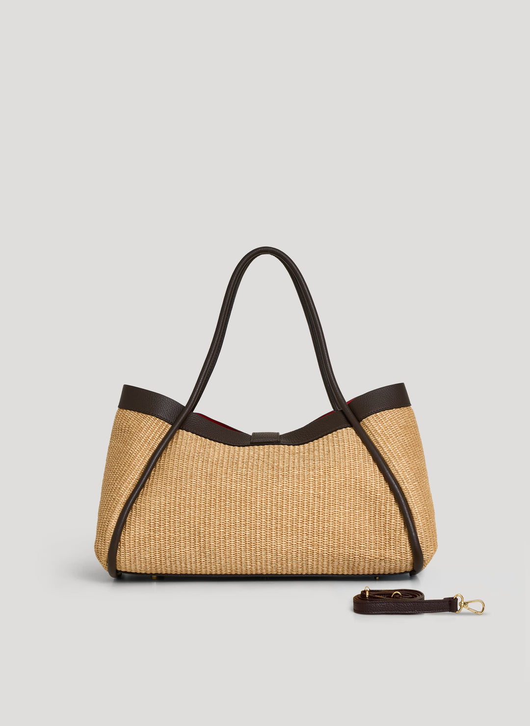 Sac Mayfair en cuir et Rafia Marron