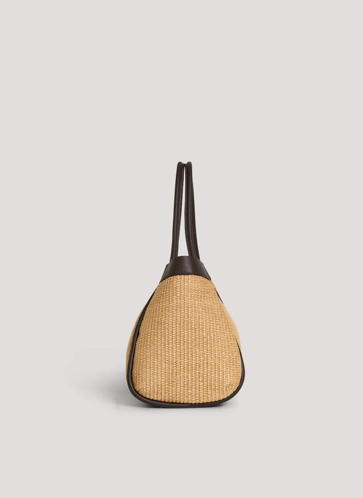 Sac Mayfair en cuir et Rafia Marron