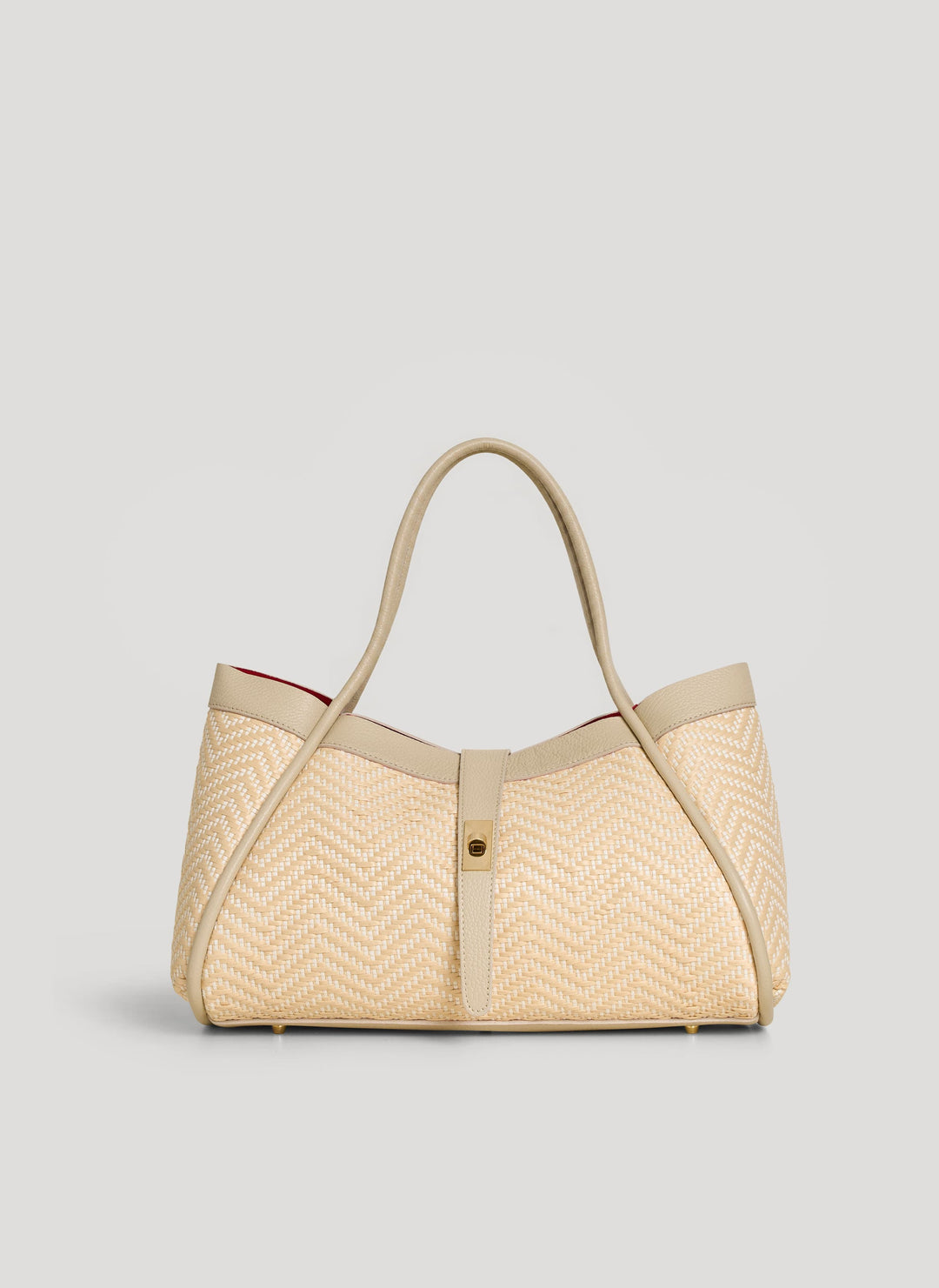 Sac Mayfair en Cuir et Raphia Chevron Édition Limitée Beige