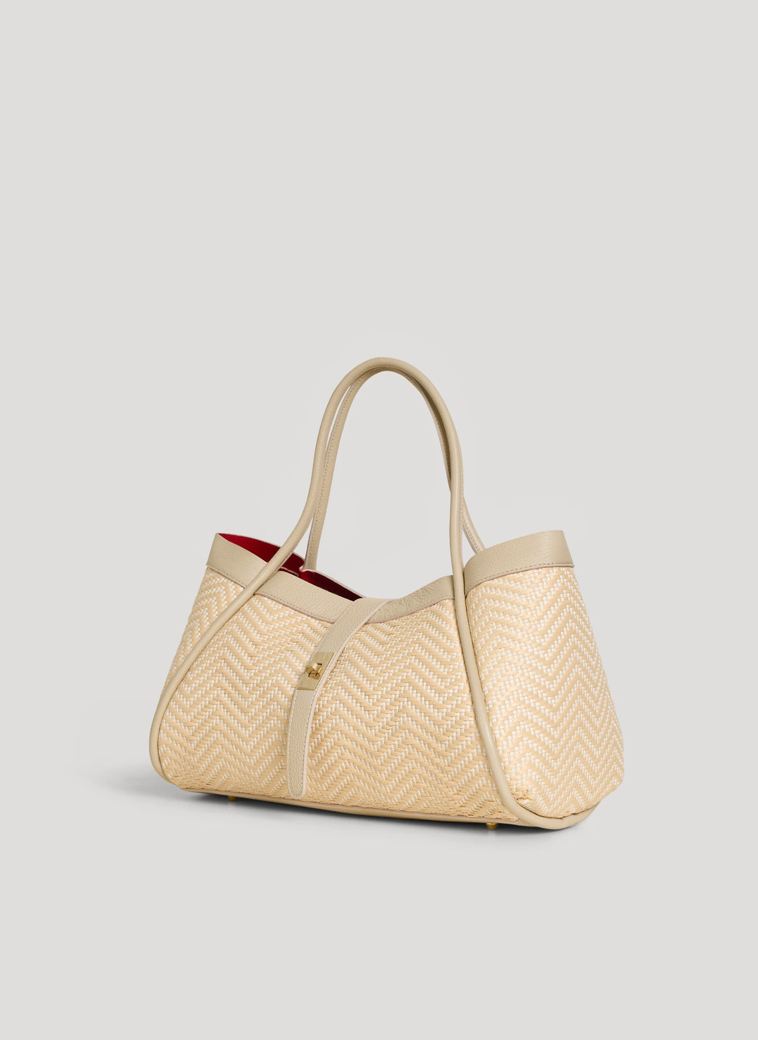 Sac Mayfair en Cuir et Raphia Chevron Édition Limitée Beige