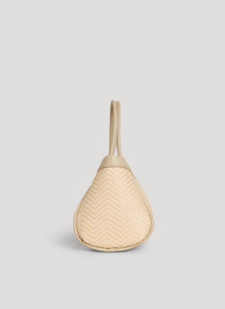 Sac Mayfair en Cuir et Raphia Chevron Édition Limitée Beige