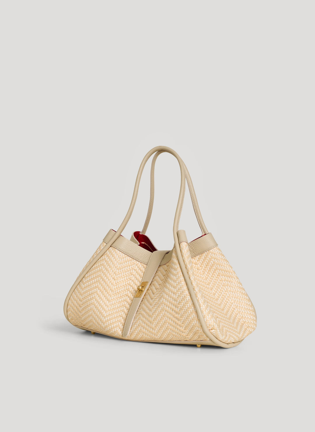 Sac Mayfair en Cuir et Raphia Chevron Édition Limitée Beige