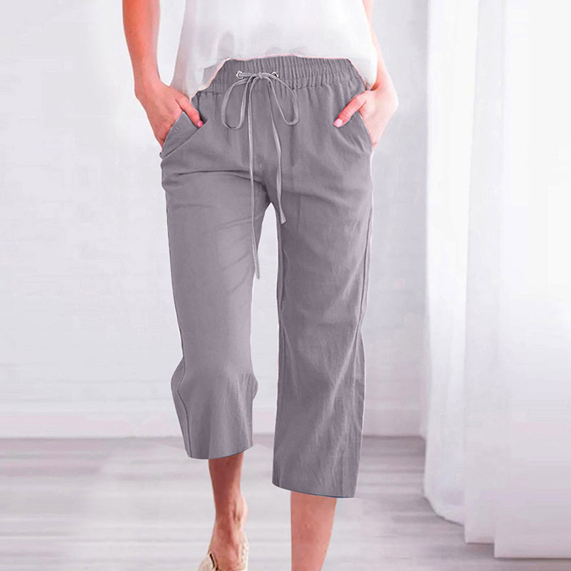 【Coton Et Lin】Pantalons Décontractés Unis
