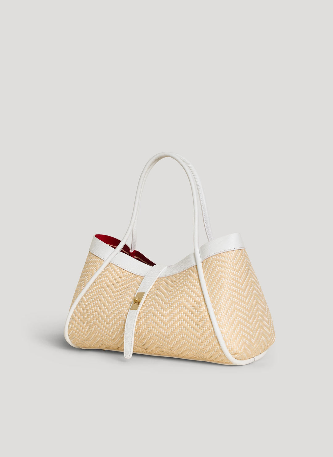 Sac Mayfair en Cuir et Raphia Chevron Édition Limitée Blanche