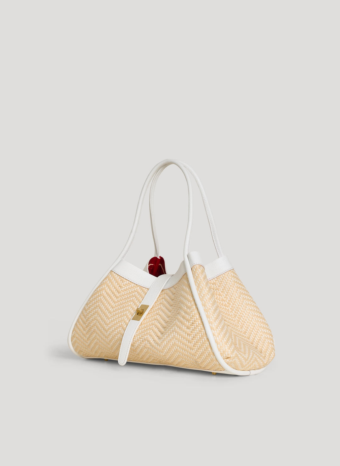 Sac Mayfair en Cuir et Raphia Chevron Édition Limitée Blanche
