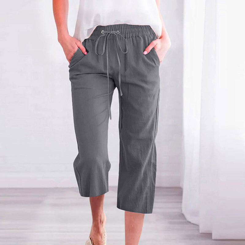 【Coton Et Lin】Pantalons Décontractés Unis