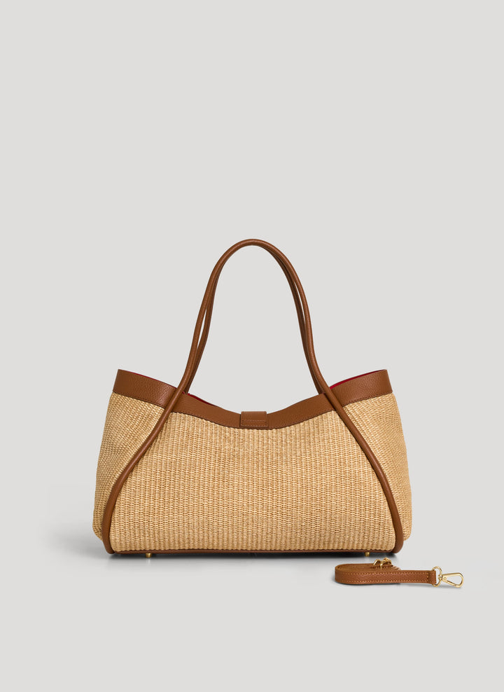 Sac Mayfair en cuir et Rafia Cuoio
