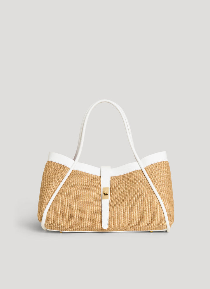 Sac Mayfair en cuir et Rafia blanche