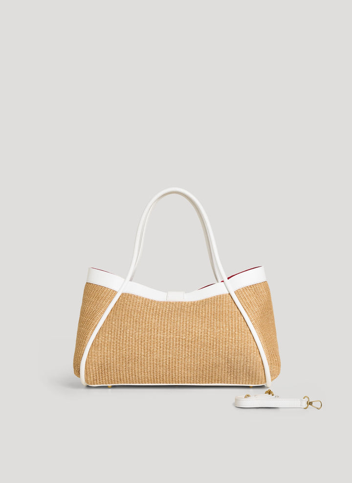 Sac Mayfair en cuir et Rafia blanche
