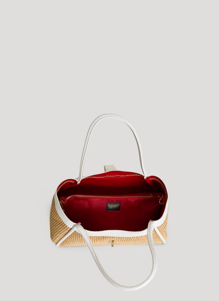 Sac Mayfair en cuir et Rafia blanche
