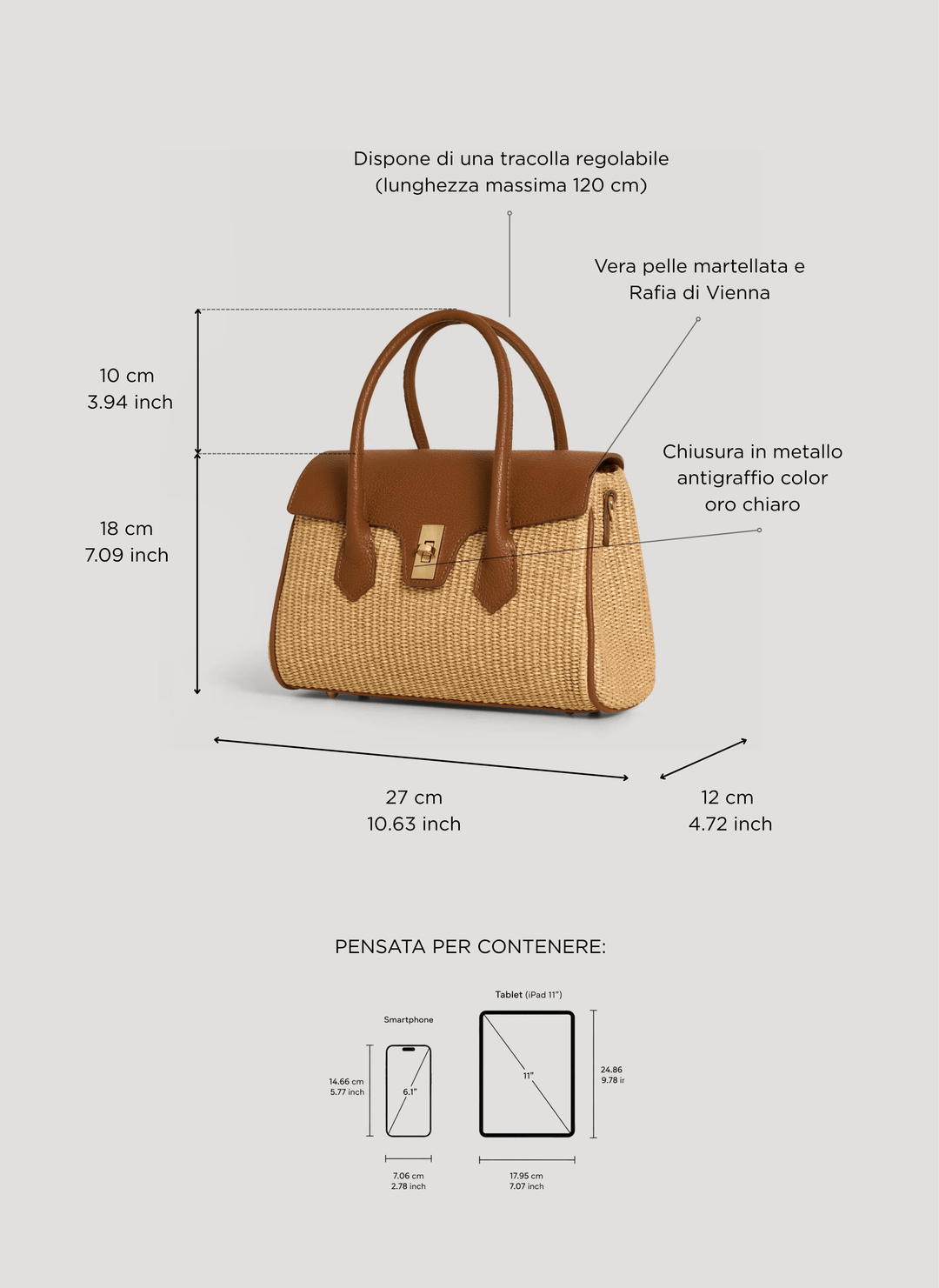 Sac Cécile en Cuir et Raphia Cuoio