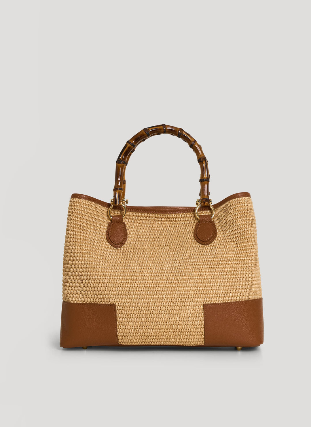 Sac Bamboo Babe en cuir et Rafia Cuoio