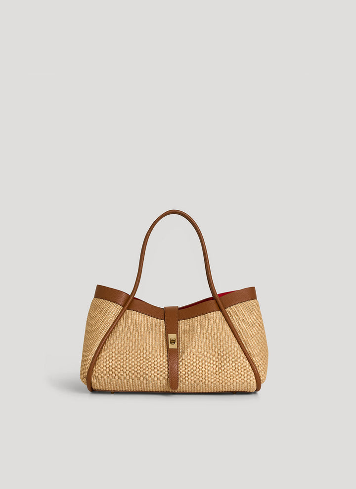 Sac Mayfair Media en cuir et raphia