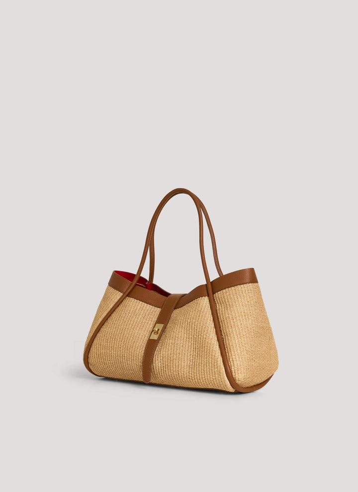 Sac Mayfair Media en cuir et raphia