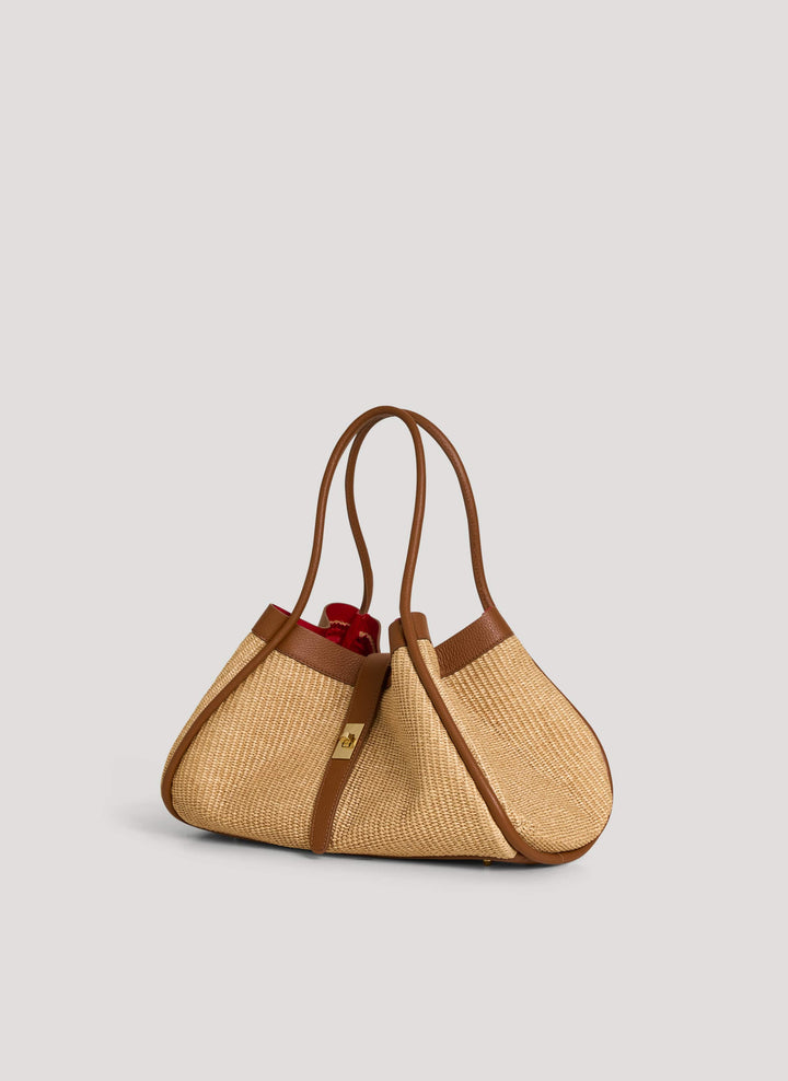 Sac Mayfair Media en cuir et raphia