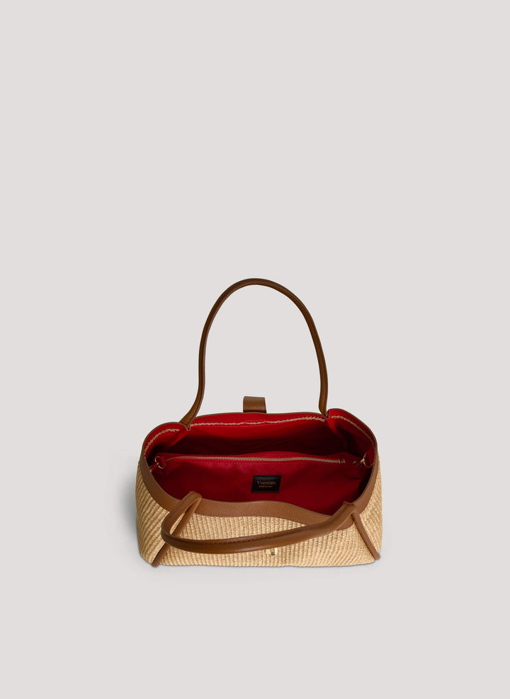 Sac Mayfair Media en cuir et raphia