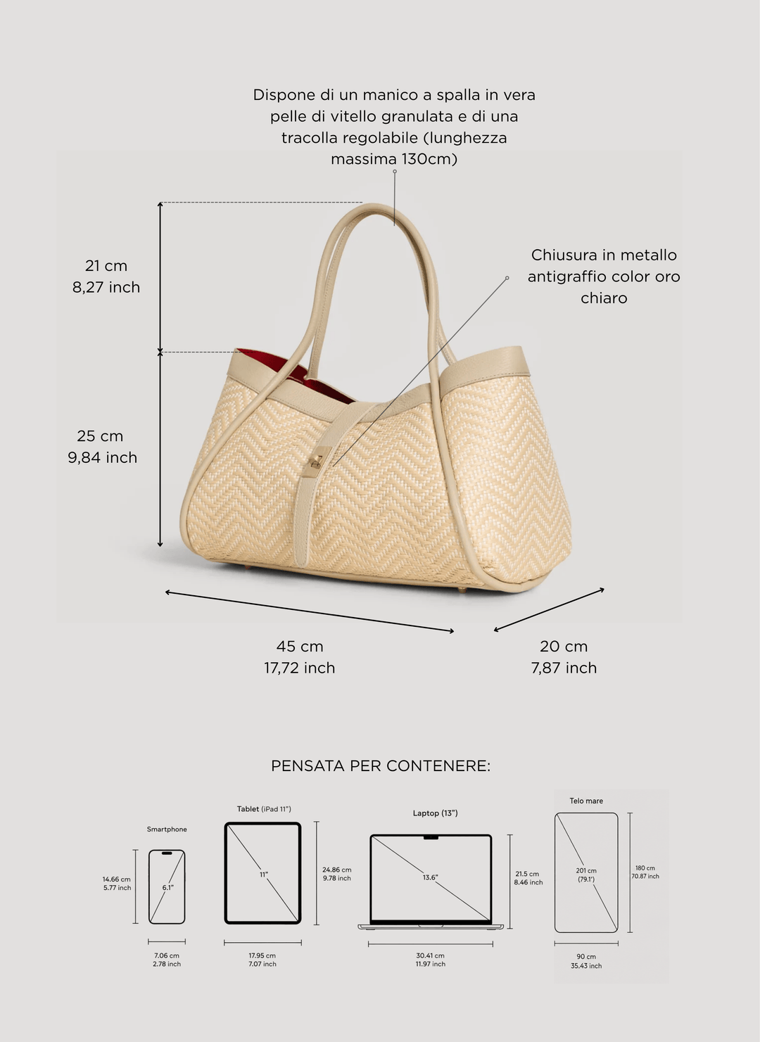 Sac Mayfair en Cuir et Raphia Chevron Édition Limitée Beige