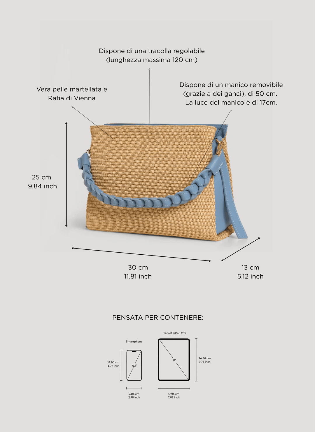 Sac Braid en Cuir et Raphia Denim