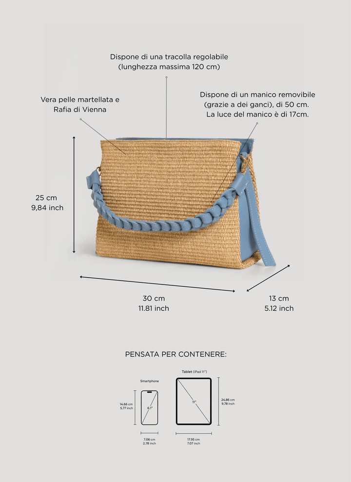 Sac Braid en Cuir et Raphia Denim