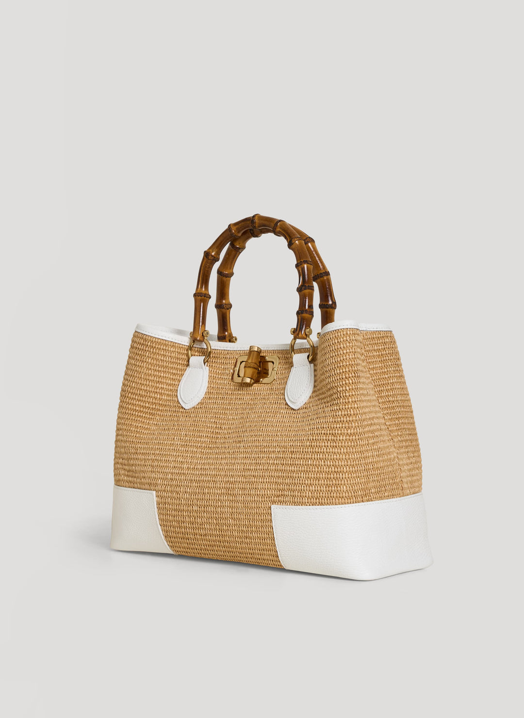 Sac Bamboo Babe en cuir et Raphia Blanc