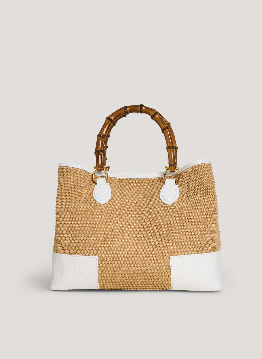 Sac Bamboo Babe en cuir et Raphia Blanc