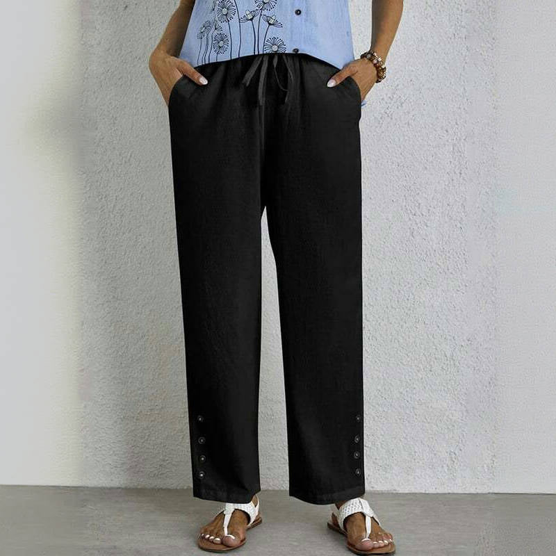 【Coton Et Lin】Pantalon Décontracté Confortable