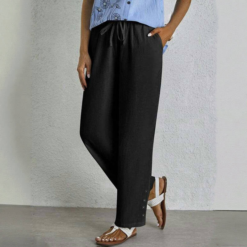 【Coton Et Lin】Pantalon Décontracté Confortable