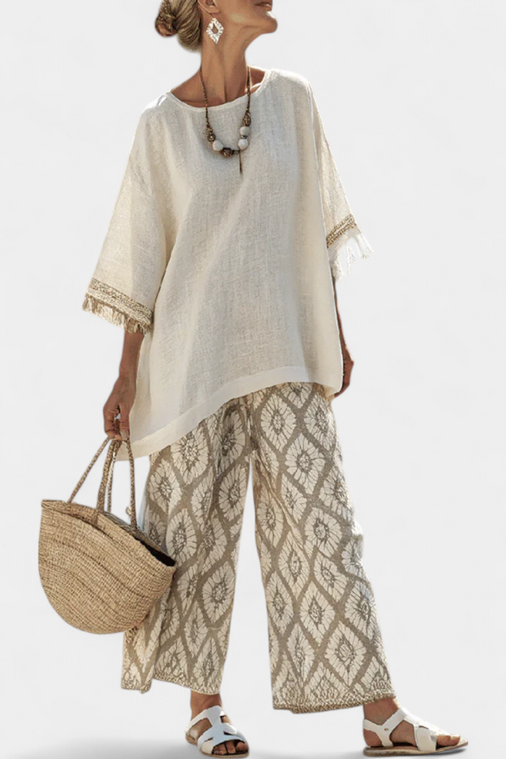 Alverra | Ensemble Haut Sophistiqué & Pantalons Décontractés
