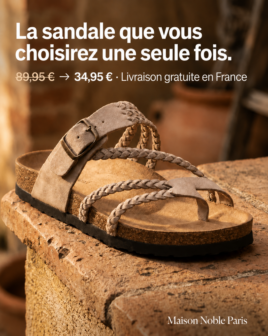 Solène | Sandales Tressées à Semelle Liège