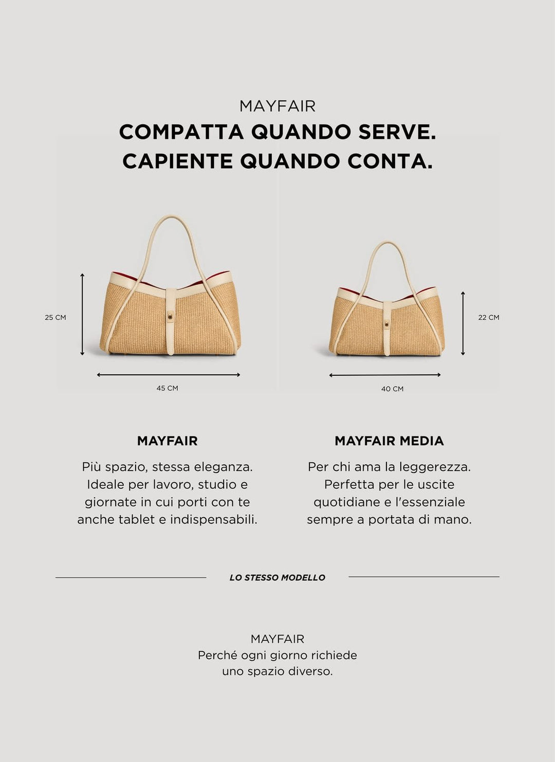 Sac Mayfair Media en cuir et Rafia Crème