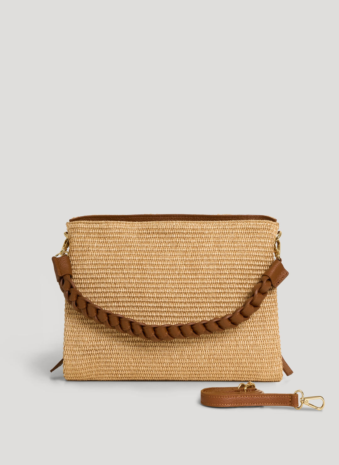 Sac Braid en Cuir et Raphia Cuoio
