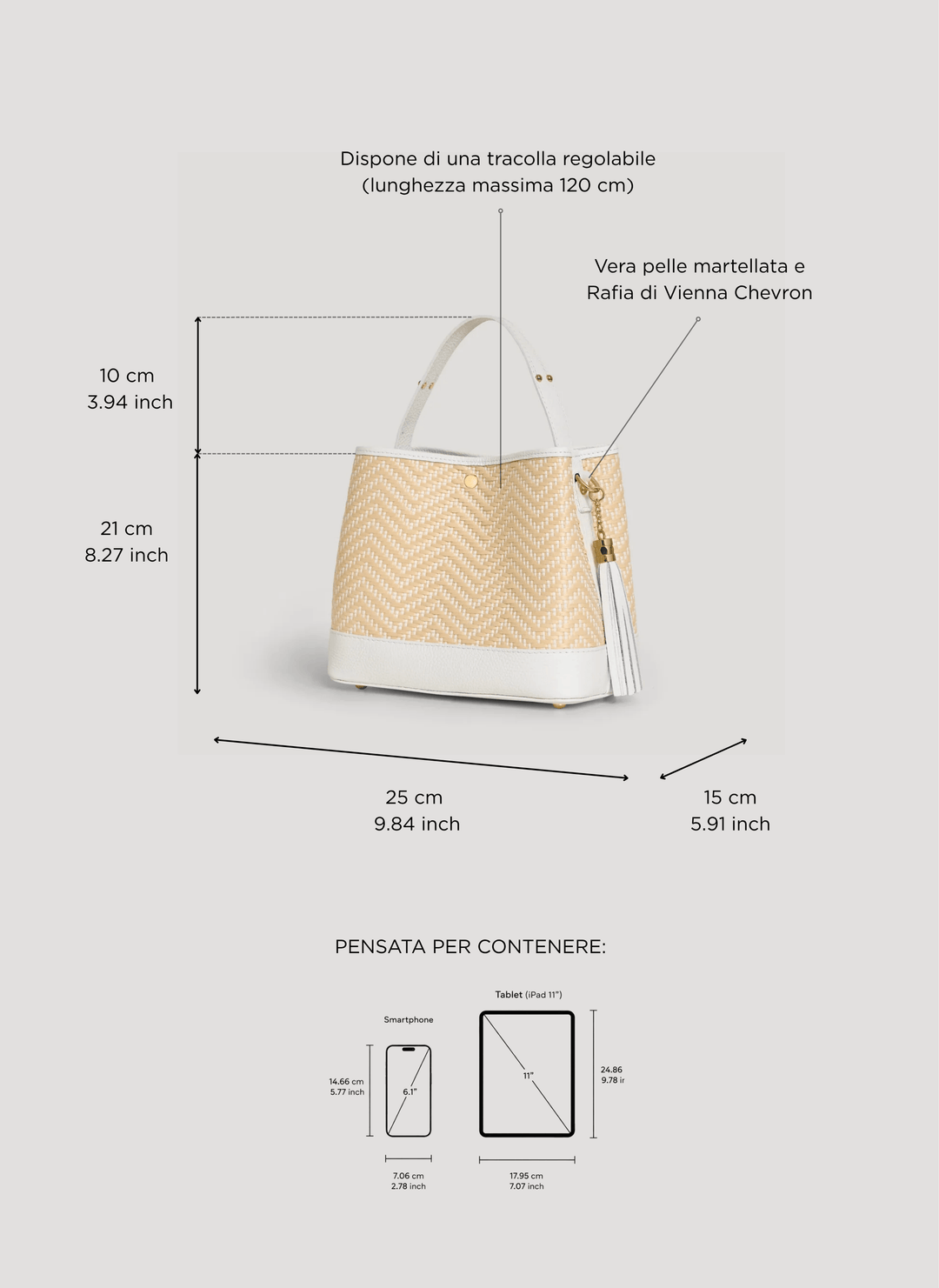 Sac Kendy en Cuir et Raphia Chevron Édition Limitée Blanche