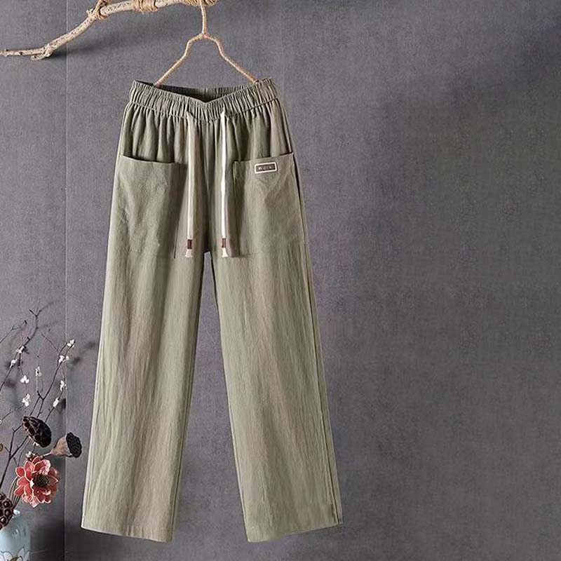 【Coton et Lin】Pantalons Casual Unis