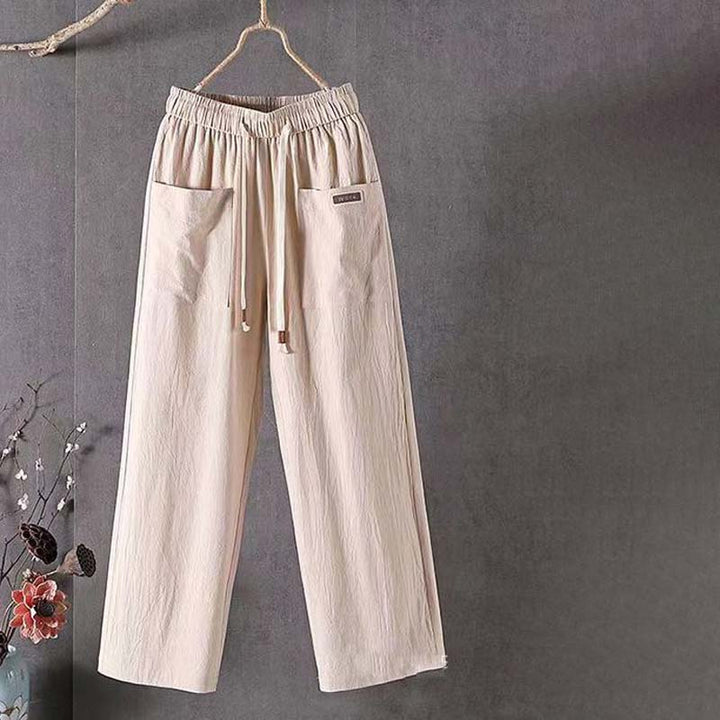 【Coton et Lin】Pantalons Casual Unis