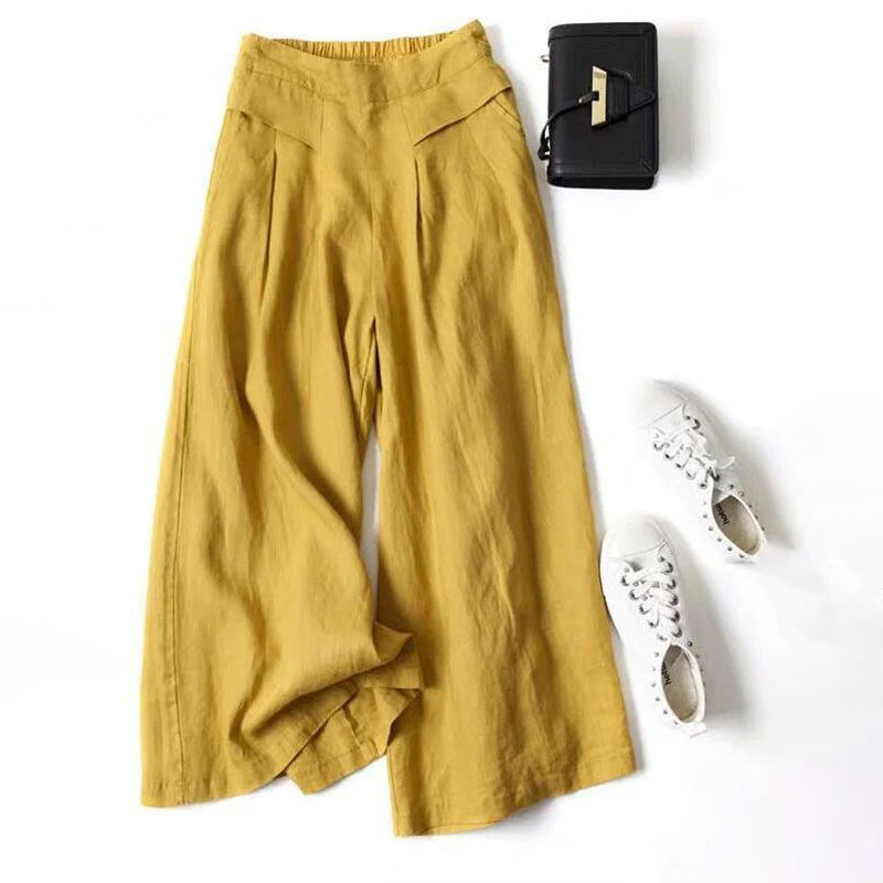 【Coton Et Lin】Pantalon Large Décontracté