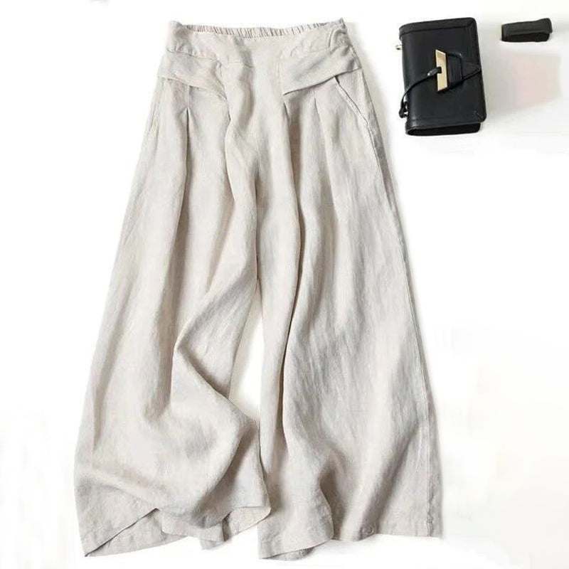 【Coton Et Lin】Pantalon Large Décontracté