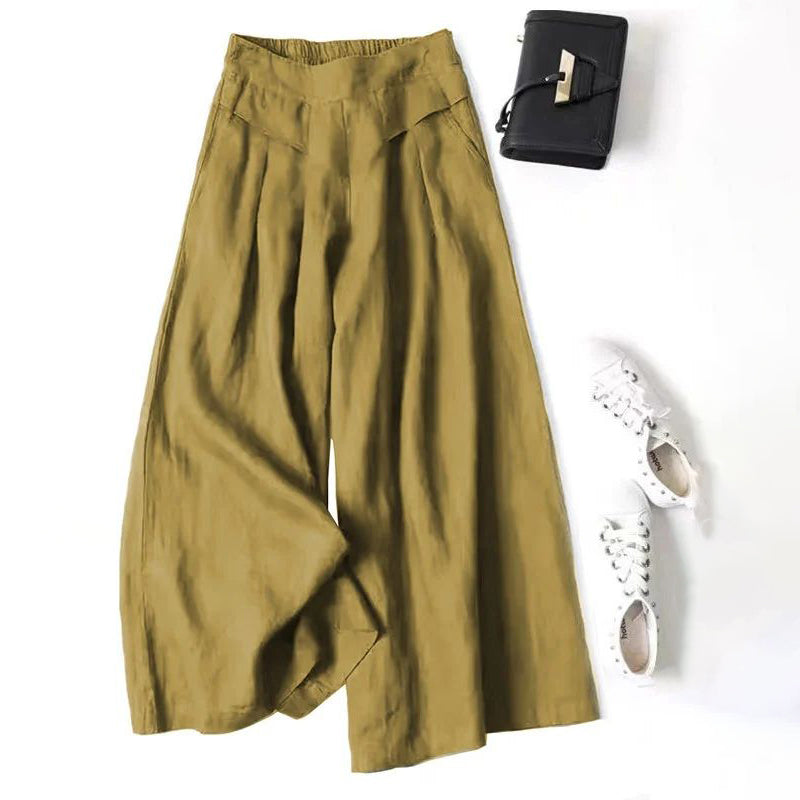 【Coton Et Lin】Pantalon Large Décontracté