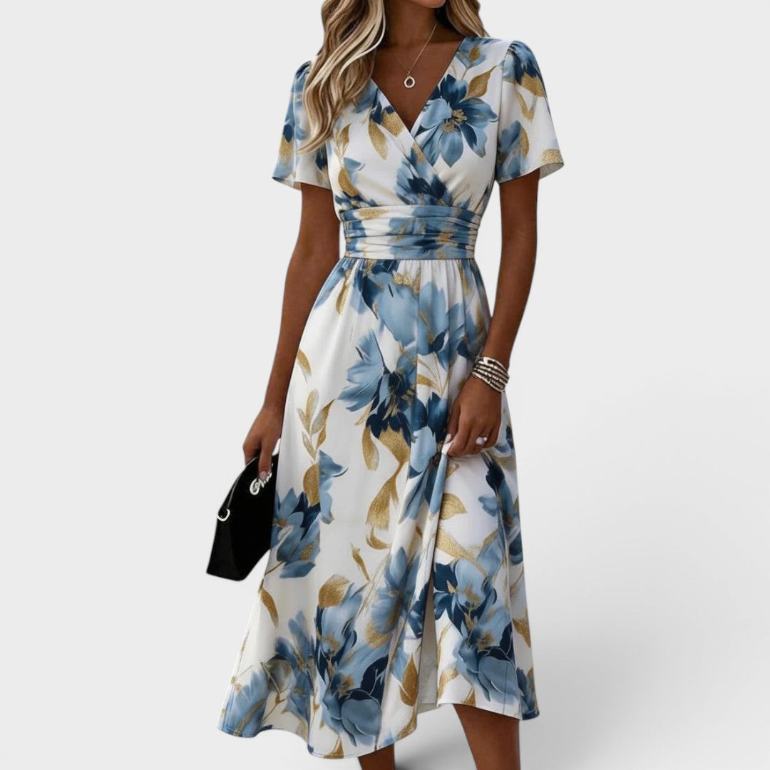 ALYSSA | Robe Midi Fleurie à Enveloppe