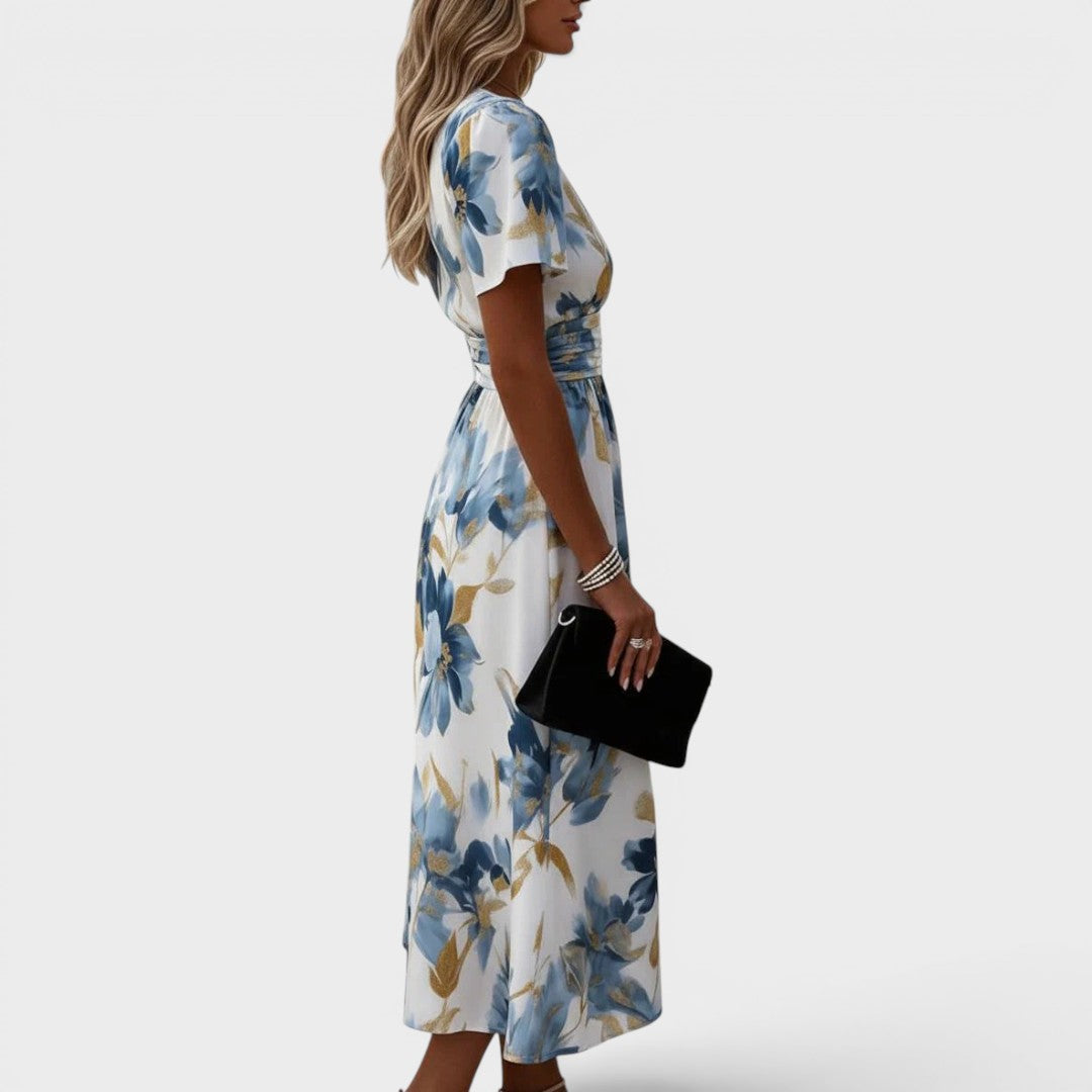 ALYSSA | Robe Midi Fleurie à Enveloppe