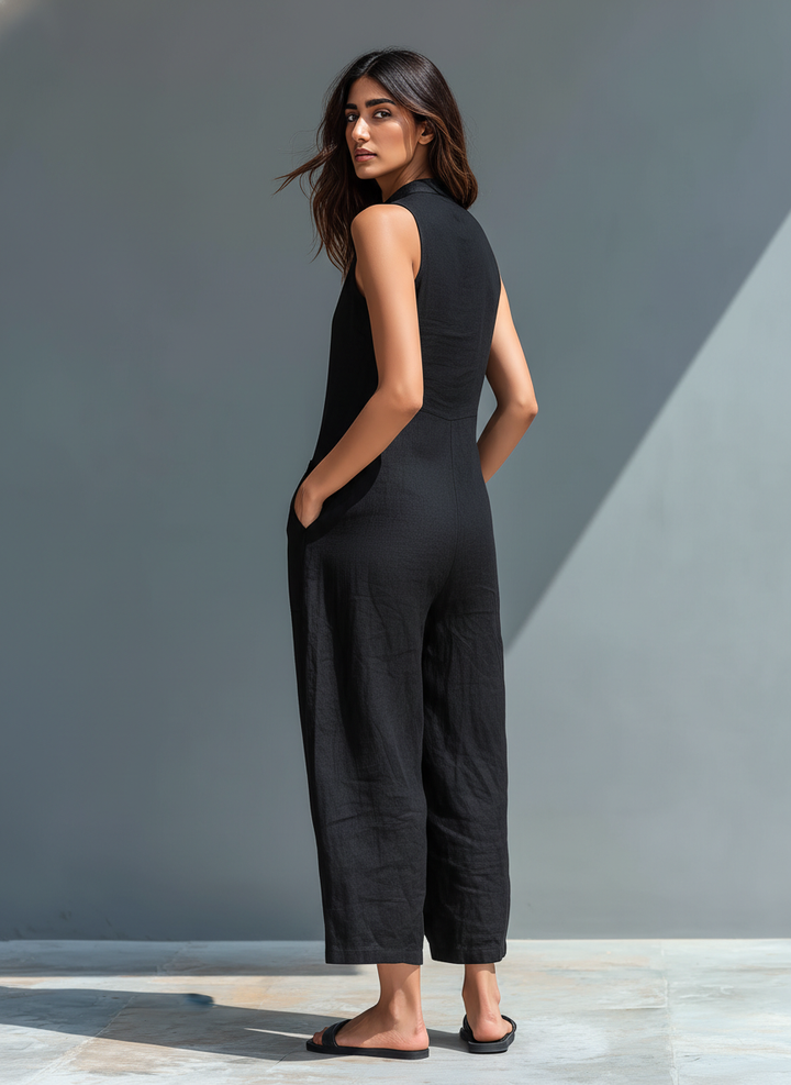 Combinaison sans manches en lin minimaliste Silvia