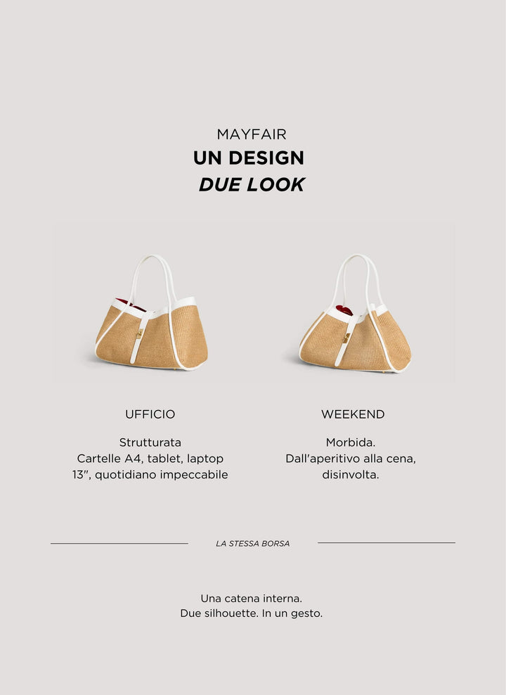 Sac Mayfair en cuir et Rafia blanche