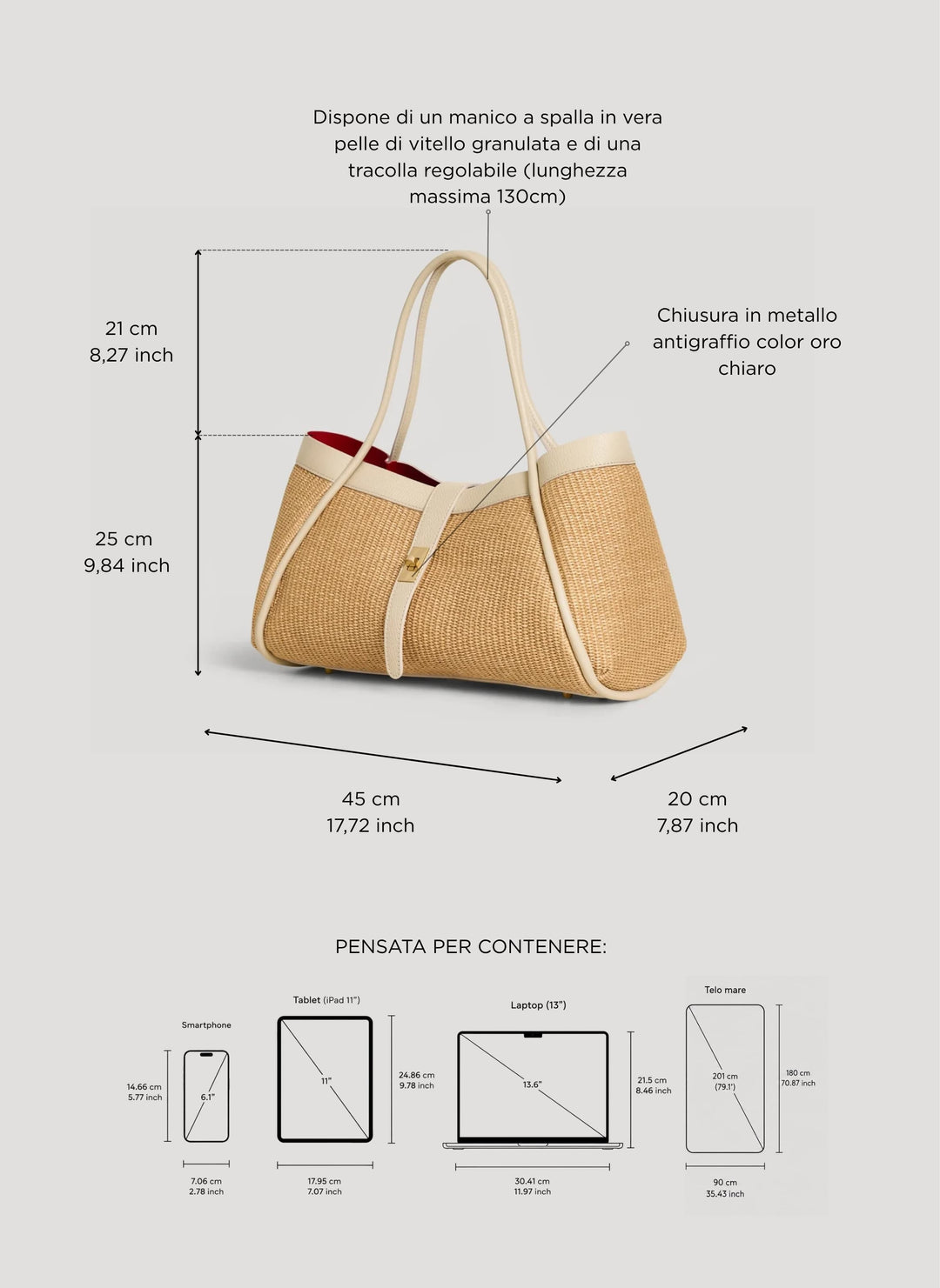 Sac Mayfair en cuir et raphia crème